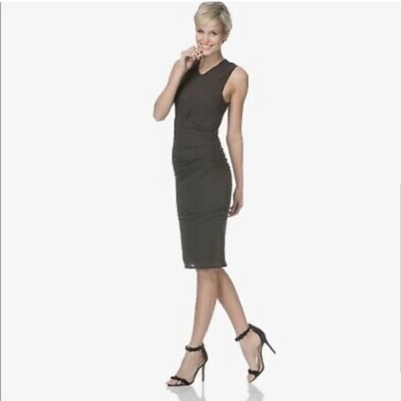 James Perse Side Draped Jersey Dress Abyss Dark Gray Small (1) - Picture 2 of 9